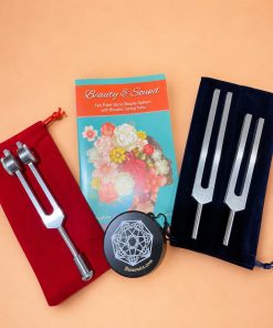 Beauty & Sound 10 point Sonic Beauty system- Complete bundle with Tuning Forks, Gem foot Rose Quartz (15mm) & Activator
