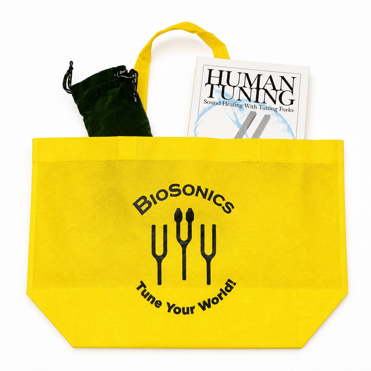 Biosonics Tuning fork carrying bag in yellow- large on a clean BioSonics studio background